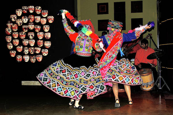 Folk Dance Poster featuring the photograph Peruvian Folk Dancers by Andre Salvador