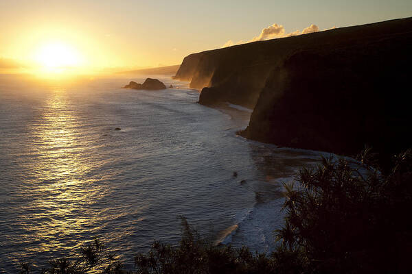 Big Poster featuring the photograph Pololu and Honokane Niu Valleys Sunset III by Peter French