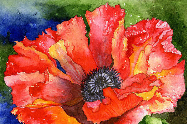 Red Poster featuring the painting Poppy by Eunice Olson