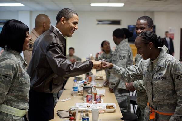 History Poster featuring the photograph President Obama Greets A Female Soldier by Everett