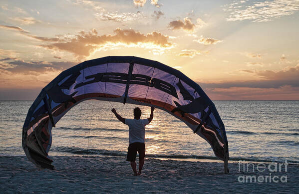 Beach Poster featuring the photograph Putting Away the Kite At Clam Pass at Naples Florida by William Kuta