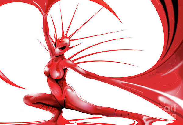 Red Poster featuring the digital art Red Angel by Brian Gibbs