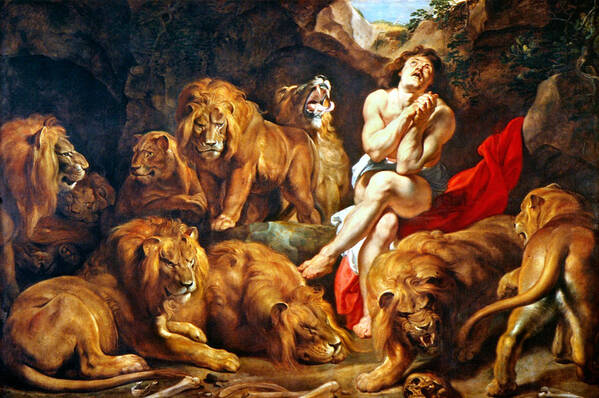 1615 Poster featuring the photograph Rubens: Daniel & Lions Den by Granger