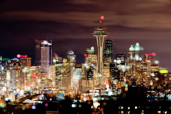 Seattle Poster featuring the photograph Seattle Earth Hour 2011 A426 by Yoshiki Nakamura