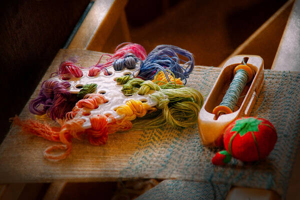 Sew Poster featuring the photograph Sewing - Yarn - Threads of time by Mike Savad