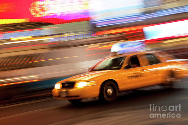 New York Poster featuring the photograph Speeding Cab by Brian Jannsen