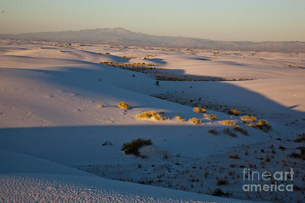 White Sands Poster featuring the photograph Sunrise At White Sands National Monument by Greg Dimijian