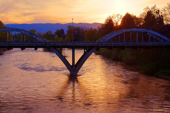 Grants Pass Poster featuring the photograph Sunset over Caveman Bridge by Mick Anderson