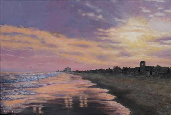 Seascape Painting Poster featuring the painting Sunset Surf Reflections by Kathleen McDermott