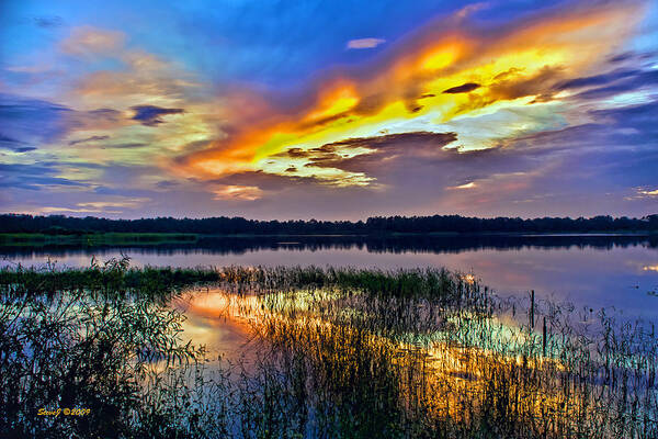Sunset Poster featuring the photograph Talmadge Lake Florida Sunset by Stephen Johnson