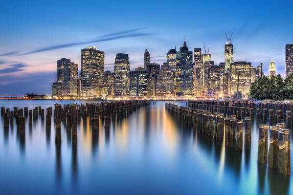 Manhattan Poster featuring the photograph The Blue Hour by Evelina Kremsdorf