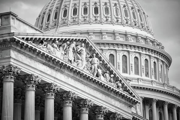 Black And White Poster featuring the photograph The Capitol Building 4 by Frank Mari