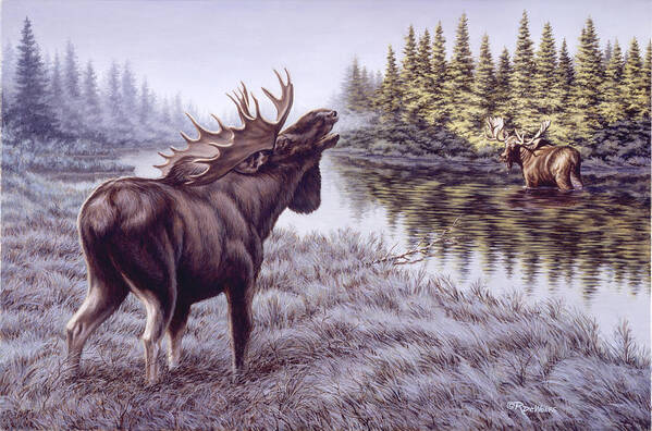 Bull Poster featuring the painting The Challenge by Richard De Wolfe