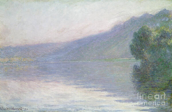 River; Foggy; Fog; Impressionist; Landscape; Yvelines Poster featuring the painting The Seine at Port Villez by Claude Monet