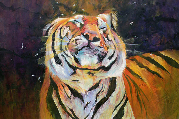 Wildlife; Whisker; Whiskers; Jungle Book; Tiger; Shaking Head; Wild Poster featuring the painting Tiger - Shaking Head by Odile Kidd 