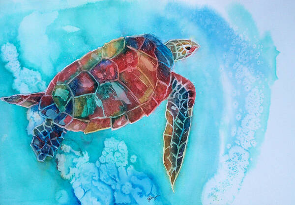 Tortise Poster featuring the painting Tortie by Elise Boam