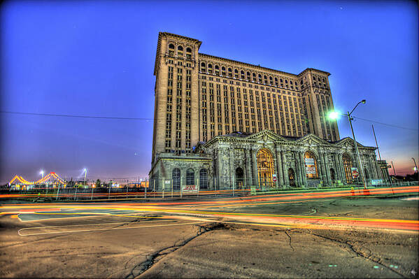 Michigan Central Poster featuring the photograph Michigan Central Train Depot Station Detroit MI by Nicholas Grunas