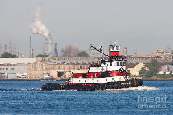 Clarence Holmes Poster featuring the photograph Tugboat Captain D in Newark Bay I by Clarence Holmes