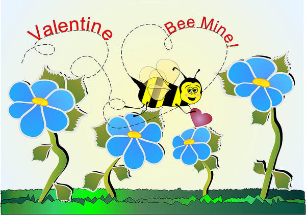 Valentines Poster featuring the digital art Valentine Bee Mine by Susan Kinney