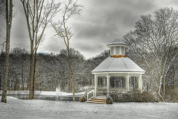 Gazebo Poster featuring the photograph Warm Gazebo on a cold day by Brett Engle