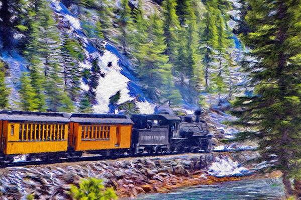 Durango Poster featuring the painting Winter Train by Jeffrey Kolker