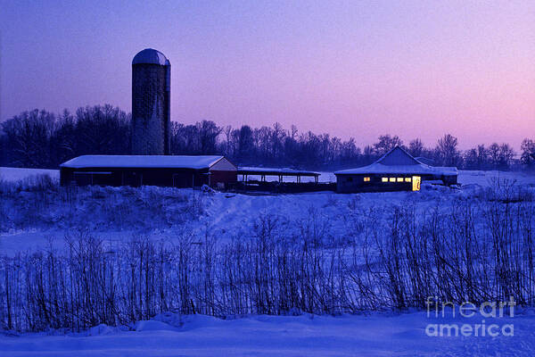 Farm Poster featuring the photograph Winter Twilight - FS000715 by Daniel Dempster