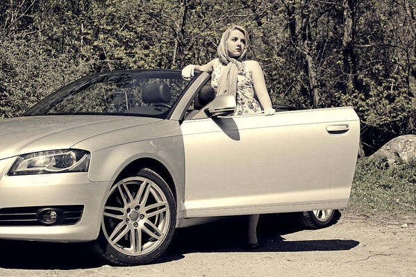 Convertible Poster featuring the photograph Woman With Convertible by Joana Kruse