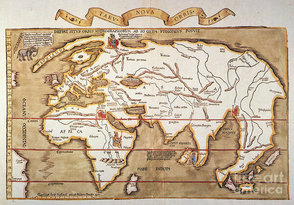 1535 Poster featuring the painting Waldseemuller: World Map #0031683 by Granger