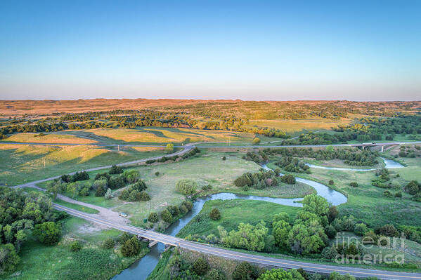 Dismal River Poster featuring the photograph aerial view of Dismal River in Nebraska #1 by Marek Uliasz