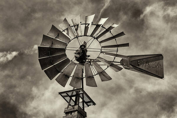 Windmill Poster featuring the photograph Anticipation - Sepia by Stephen Stookey