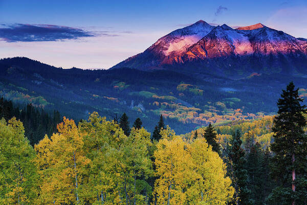 America Poster featuring the photograph Autumn Alpenglow #1 by John De Bord