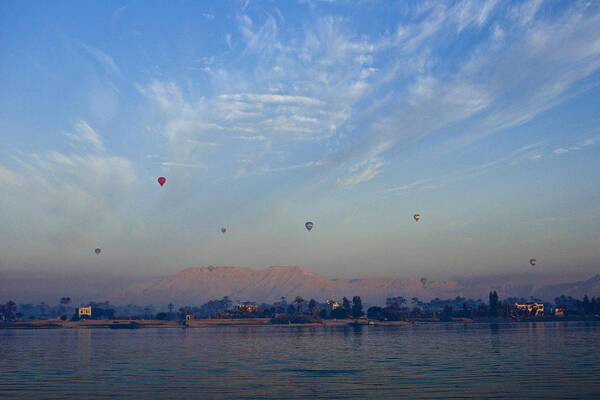 Egypt Poster featuring the photograph Ballooning Over the Nile #1 by Michele Burgess