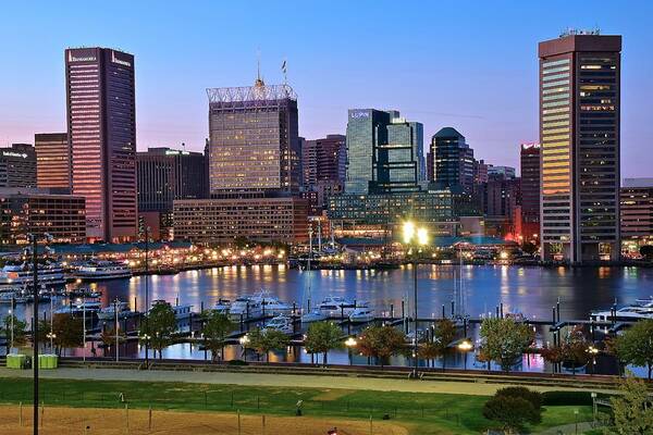 Baltimore Poster featuring the photograph Baltimore Blue Hour #2 by Frozen in Time Fine Art Photography