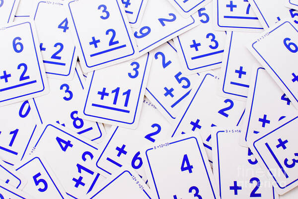 School Supplies Poster featuring the photograph Blue Math Cards #1 by Anthony Totah