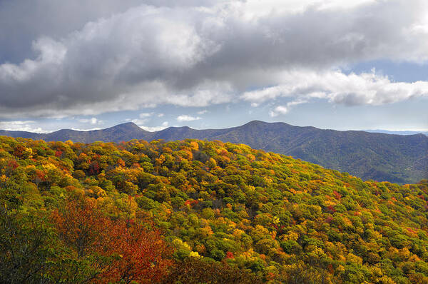 Blue Ridge Parkway Poster featuring the photograph Blue Ridge Mountains in Autumn Color #1 by Darrell Young