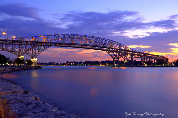 Bluewater Poster featuring the photograph Bluewater Bridge at Sunset #1 by Jale Fancey