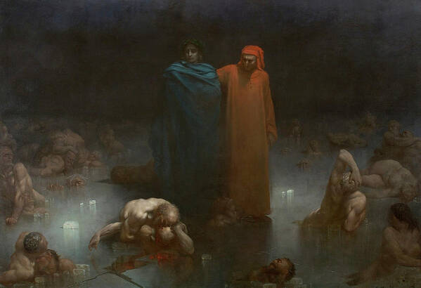 Gustav Dore (strasbourg Poster featuring the painting Dante and Virgil in the Ninth Circle of Hell #1 by Gustav Dore