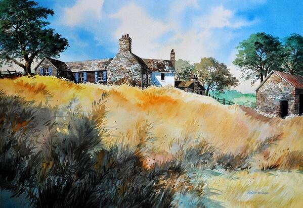 Landscape Poster featuring the painting English Farmhouse #1 by Robert W Cook