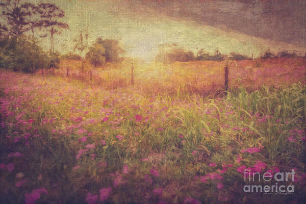 Pink Flowers Poster featuring the digital art Field of Pink #1 by Tim Wemple