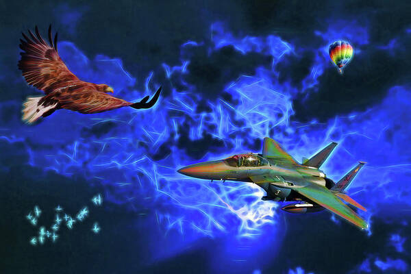Plane Poster featuring the digital art Flying #1 by John Haldane