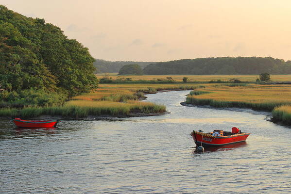 Harwich Poster featuring the photograph Herring River and Red Boats Cape Cod #1 by John Burk