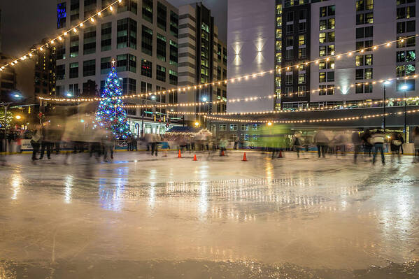 Holiday On Ice Poster featuring the photograph Holiday Scenes In Uptown Charlotte North Carolina #1 by Alex Grichenko