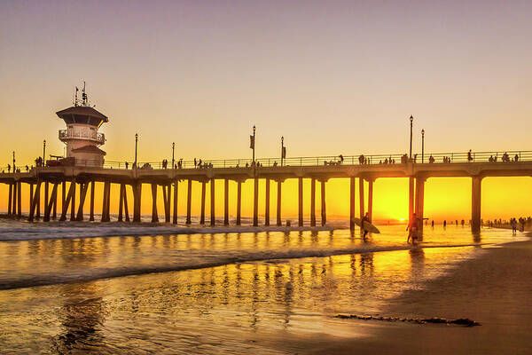 California Poster featuring the photograph Huntington Beach Pier 3 #1 by Donald Pash