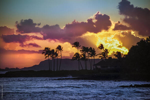 Kauai Poster featuring the photograph Kauai Sunset #1 by Debbie Karnes