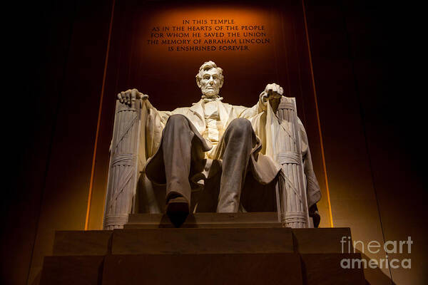 Lincoln Memorial Poster featuring the photograph Lincoln Memorial at Night - Washington D.C. #1 by Gary Whitton