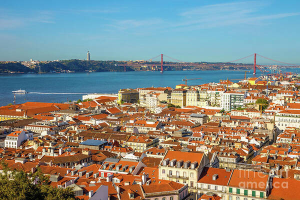 Lisbon Poster featuring the photograph Lisbon skyline Portugal #1 by Benny Marty
