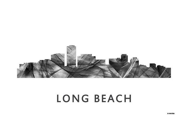 Long Beach California Skyline Poster featuring the digital art Long Beach California Skyline #1 by Marlene Watson