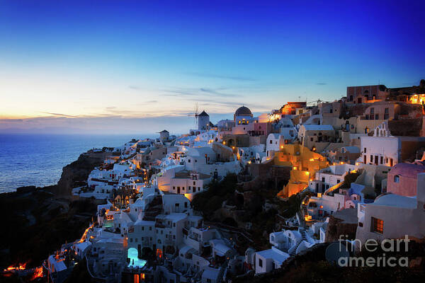 Santorini Poster featuring the photograph Santorini Night by Anastasy Yarmolovich