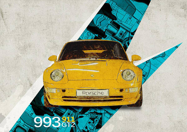 Porsche Poster featuring the digital art Porsche 993 GT2 #1 by Yurdaer Bes