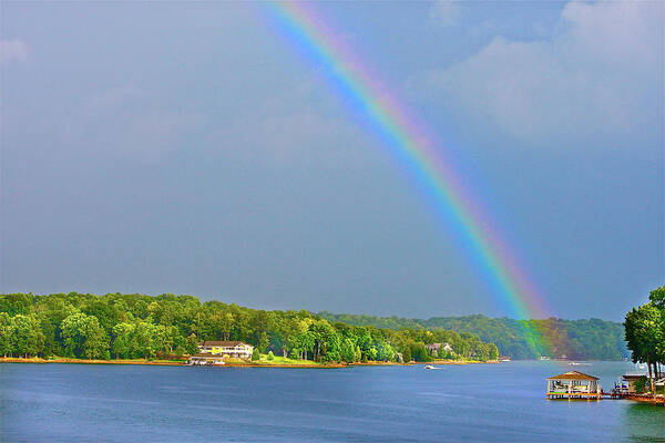 Rainbow Smith Mountain Lake Poster featuring the photograph Smith Mountain Lake Rainbow #1 by The James Roney Collection